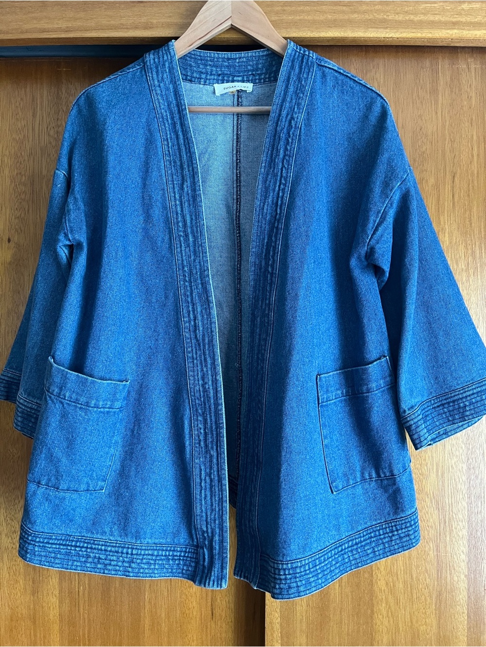 Sugar lips Blue Denim Belted Kimono Jacket - Picture 2 of 6